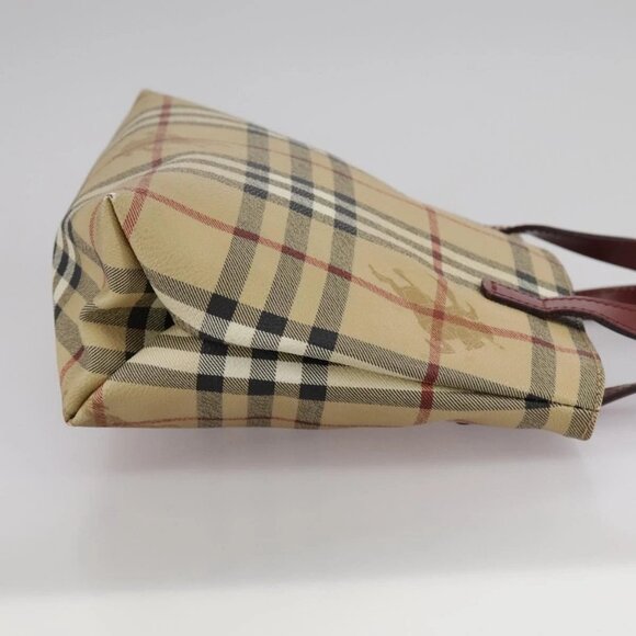 BURBERRY Nova Check Hand Bag PVC Leather Beige Auth 105625 - Picture 7 of 16